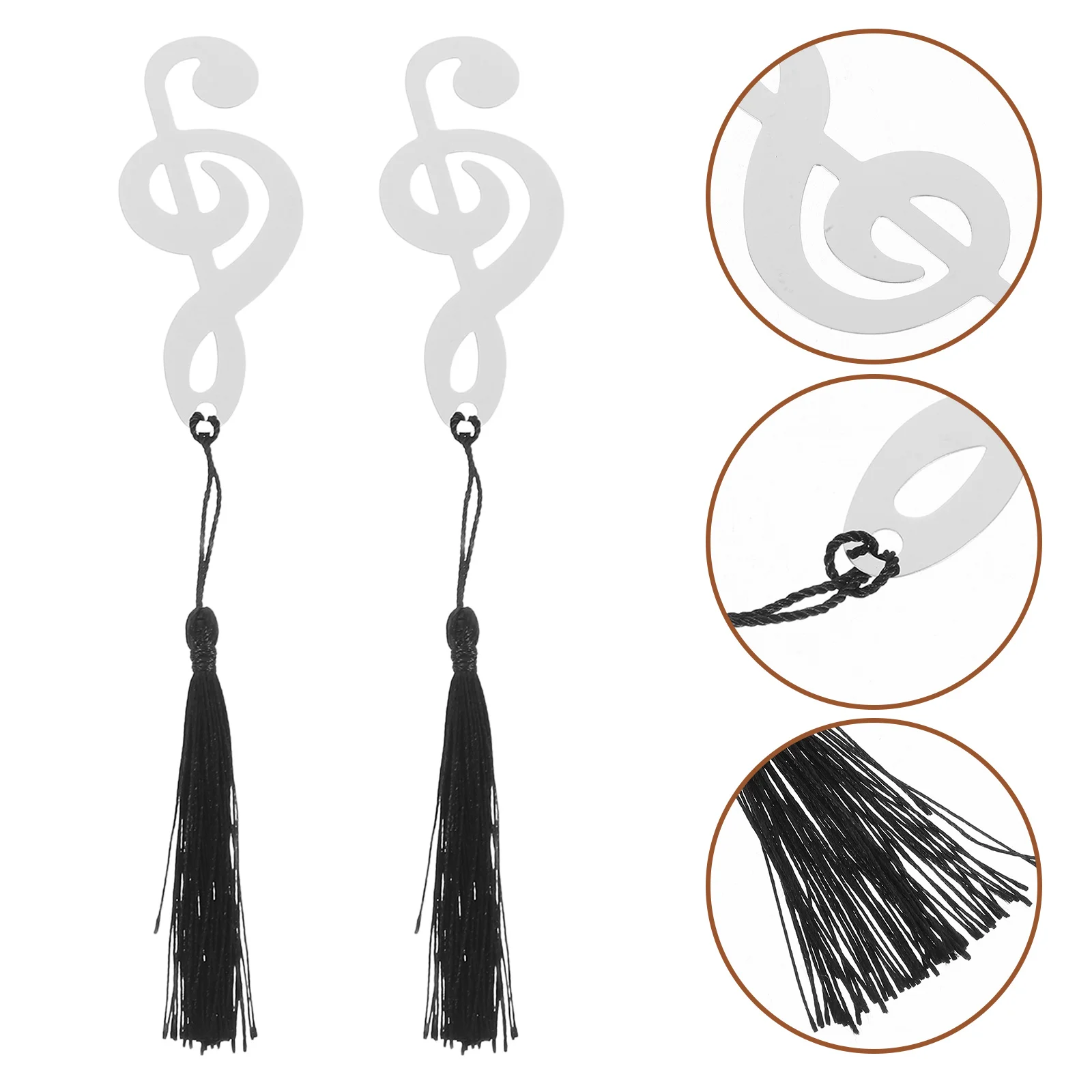 

10Pcs Metal Bookmark Musical Note Stainless Steel Black Tassel Graduation Page Marker Gift for Readers Writers