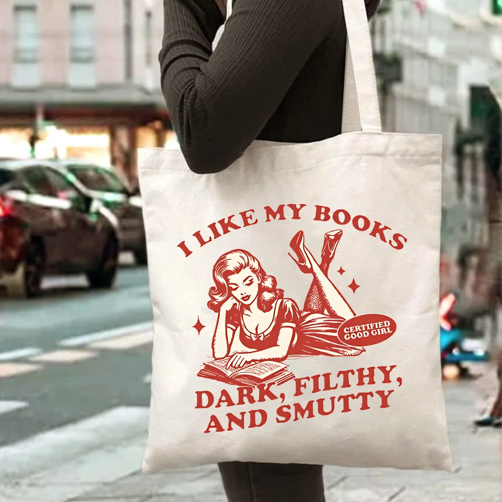 1pc Retro Pin-up Girl Reading Themed Printed Tote Bag, Reusable Shopping Bag, Suitable for Daily Use, Shopping, School, Travel,