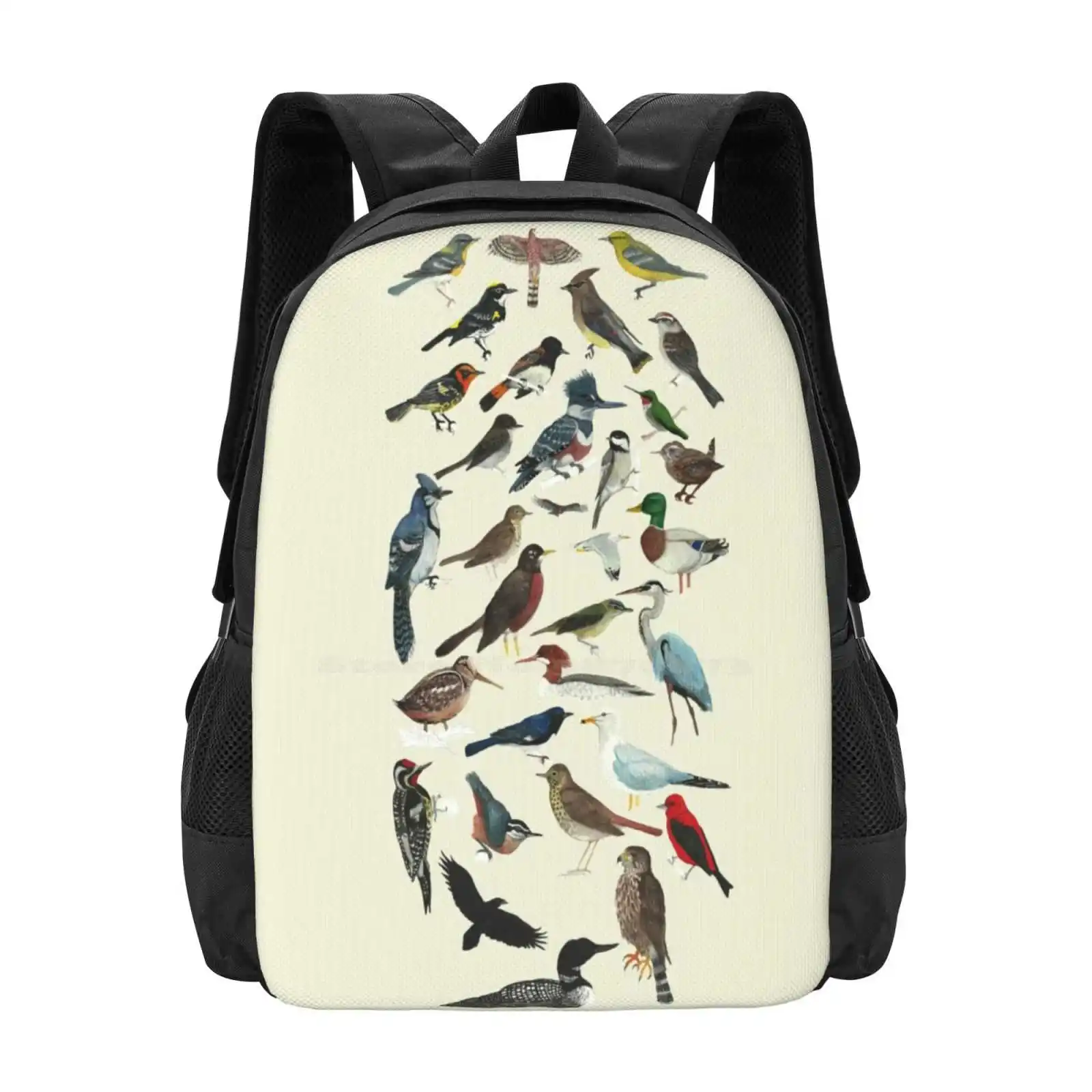 Bird Fanatic Hot Sale Backpack Fashion Bags Birds Black Throated Blue Blackburnian Blue Winged Warbler Great Blue Heron