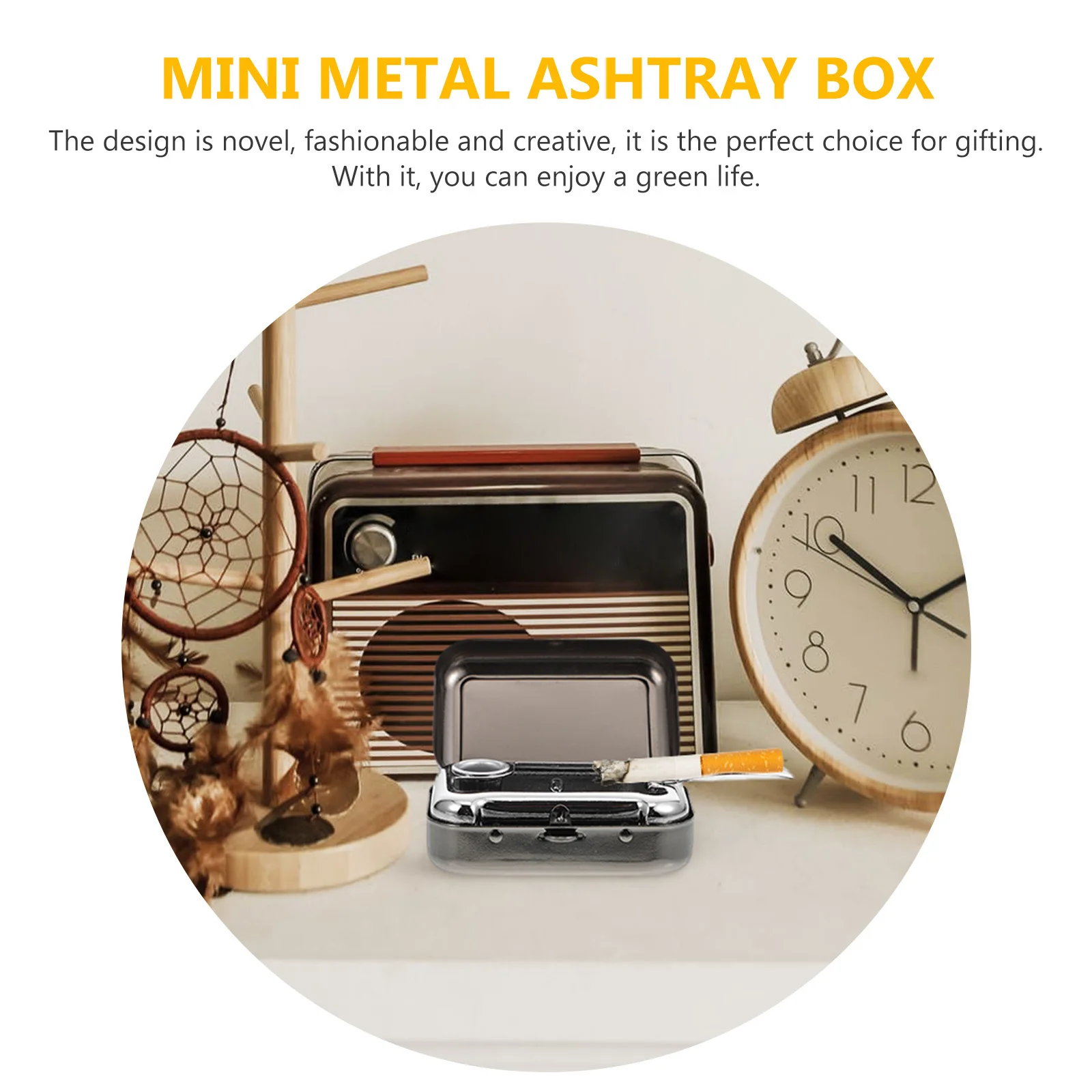

Stainless Steel Ashtray Mini Metal Cigarette Holder Portable Travel Outdoor Rectangle Ash Box For Car Use Pocket Ashtray With