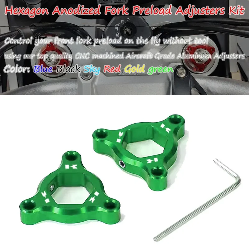 For Kawasaki Ninja 250 400 500 650 ZX6R ZX7R ZX9R ZX10R ZX-10R ZX-25R ZX-14R Motorcycle 14mm Suspension Fork Preload Adjusters