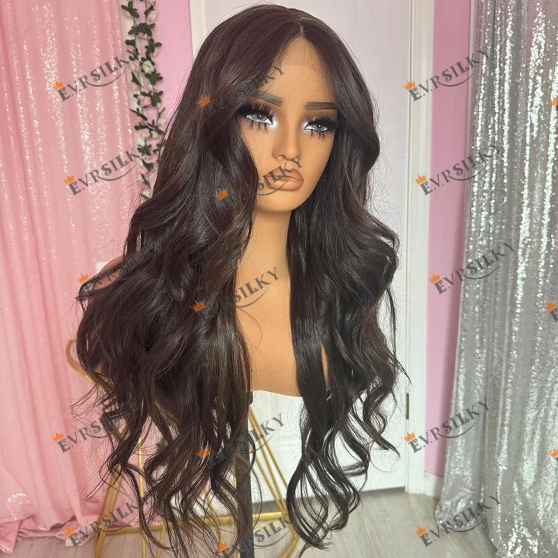 

Darkest Brown Remy 100% Human Hair Glueless Full Lace Wigs for Black Women Body Wave Transpatent 13X6 Lace Front Wigs Natural