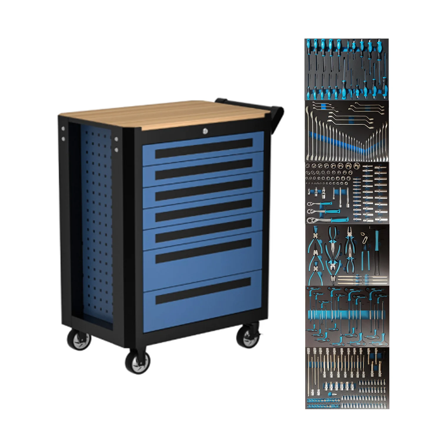 Competitive Price Of Garage Tool Cabinet Metal Drawer 7 Drawers Tool Trolley/Tool Cabinet/Rolling Tool Cart With Tools Set