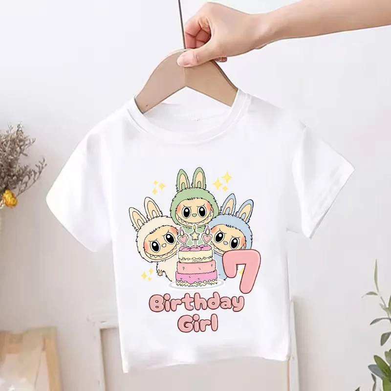 

Labubus Baby Girls T-shirt Children Number 1-9 Printed Short Sleeve Tee Kids Summer Tops T-shirts Cotton Clothes Birthday Gift