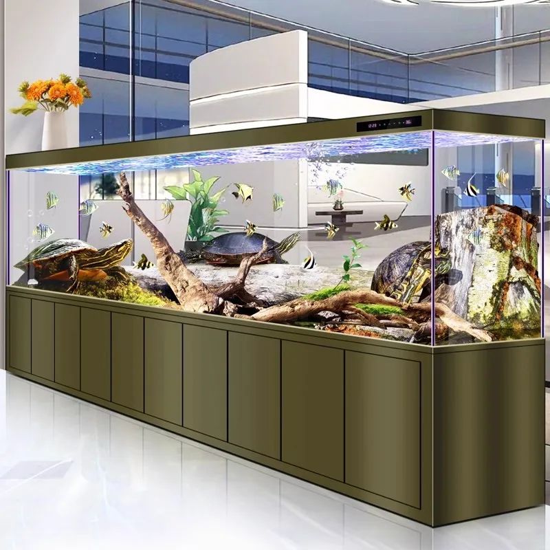 Large fish tank ultra-white glass aluminum alloy screen partition Jinlong fish tank