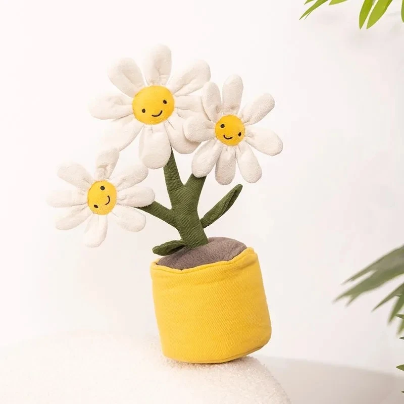 New Fun Girasole Margherita Peluche Bambola Gelatina Fiore artificiale in vaso Giocattolo Bonsai Soggiorno Decorazione del desktop Giocattoli Regali di Natale