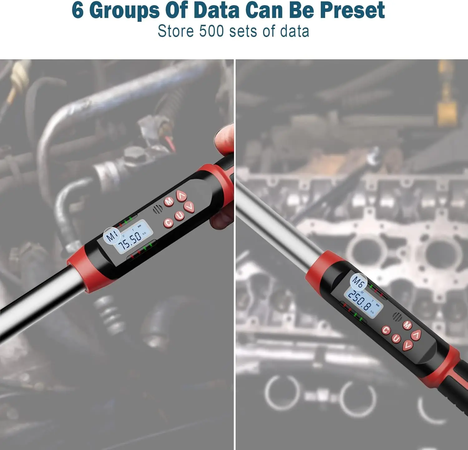 مفتاح عزم دوران رقمي 1/2 بوصة بزاوية، 12.5-250.8 قدم-رطل/17-340 نيوتن متر، مفتاح عزم دوران إلكتروني مع قيمة محددة مسبقًا، بيانات #2