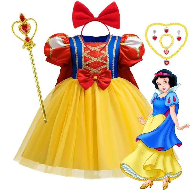 Vestido Blancanieves para niñas, fiesta de cumpleaños, disfraz de princesa Cosplay, Vestido de Carnaval para niñas pequeñas, disfraz de Halloween para niños