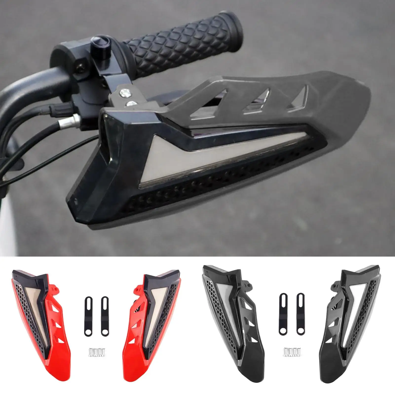 Hand Guards for Dirtbike 2 Pieces Handlebar Windshield 12V Waterproof Motorcycle Wind Guards for Modification Outdoor Motorbike