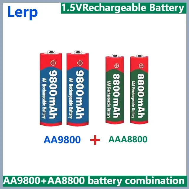 

2025 NEW Brand new 1.5V AA 9800mah+1.5V AAA 8800mAh alkaline rechargeable battery, suitable for clock, toy, and camera batteries