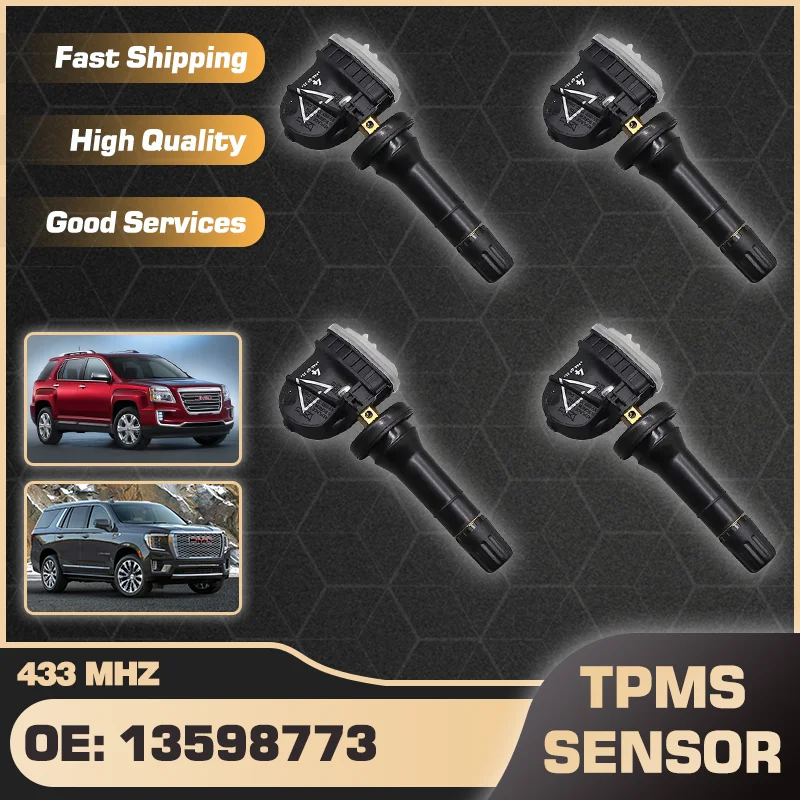 1/4Pcs  TPMS Sensor For GMC Terrain 2013-2017 GMC Yukon 2016-2018 Car Tire Pressure Sensor 13597645 13598773 19333061 433 MHz