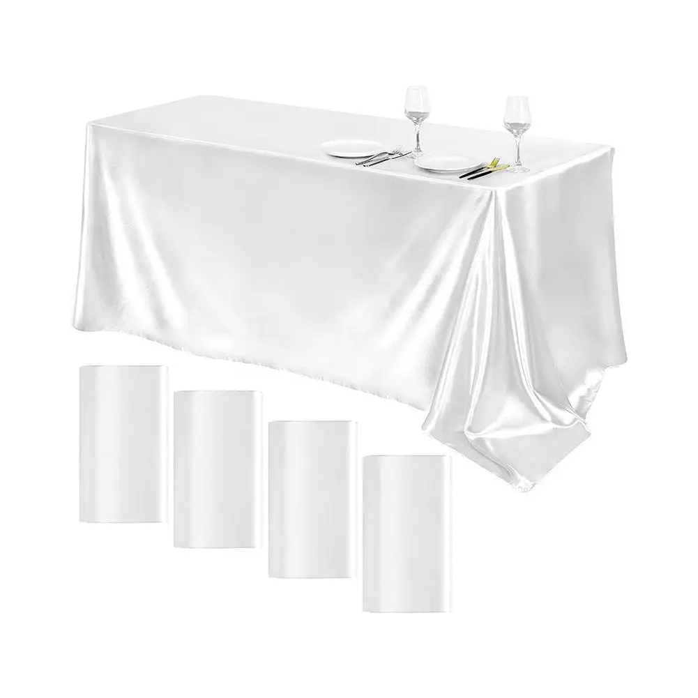 Rectangle Satin Tablecloth Wedding Table Cloth White For Christmas Baby Shower Birthday Events Banquet Decor Home Dining Ta A8B6