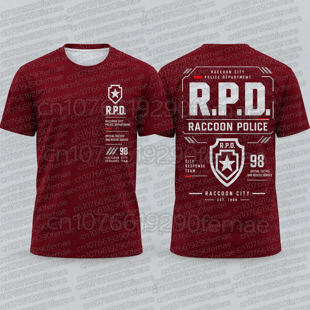 R.P.D. Raccoon City 98 T-Shirt Women Men Unisex Short Sleeve Graphic Tee Police Department Retro Streetwear Casual Summer Top
