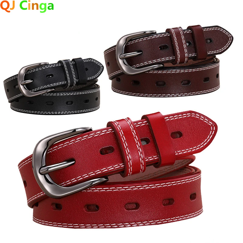 

Women Genuine Leather Belt for Female Strap Casual All-match Ladies Adjustable Belts Designer High Quality QJ CINGA Brand