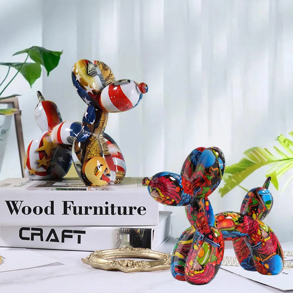 

Home decor Creative Animal Hydrographic Colorful Graffiti Balloon Dog Decoration For Home Soft Furnishing Living Room Entryway