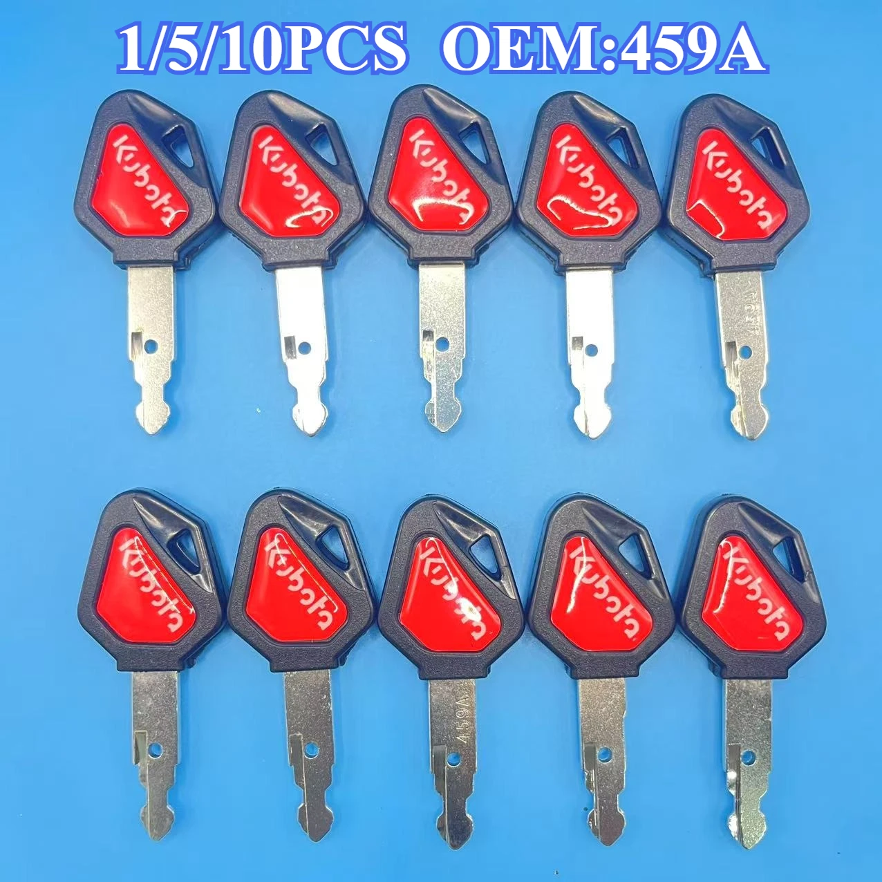 

1/5/10PCS For Kubota 459A RED Excavator Tractor Slide Loader Power Start Key Shell Cover Fob Case
