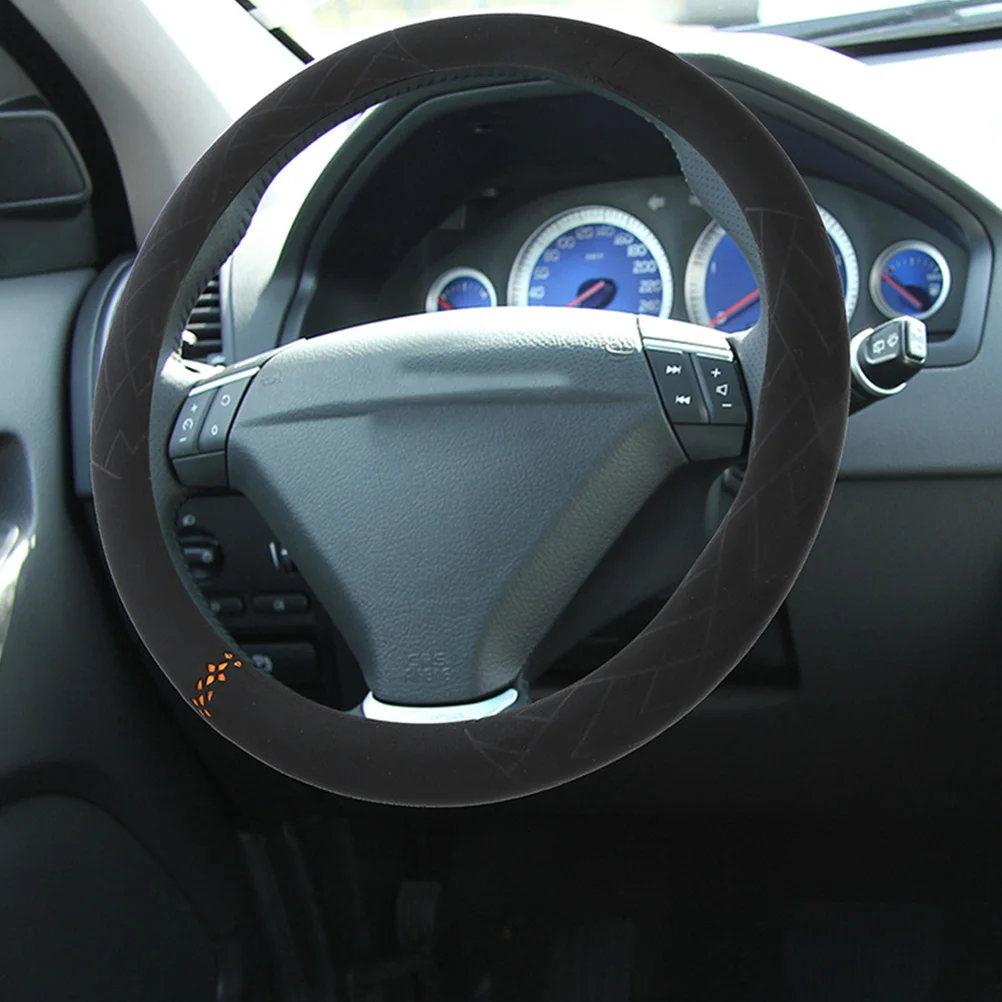 

2 Pcs Car Steering Wheel Cover Universal Suede D-shaped Absorb Sweat Soft Comfortable Anti-slip Winter Mens