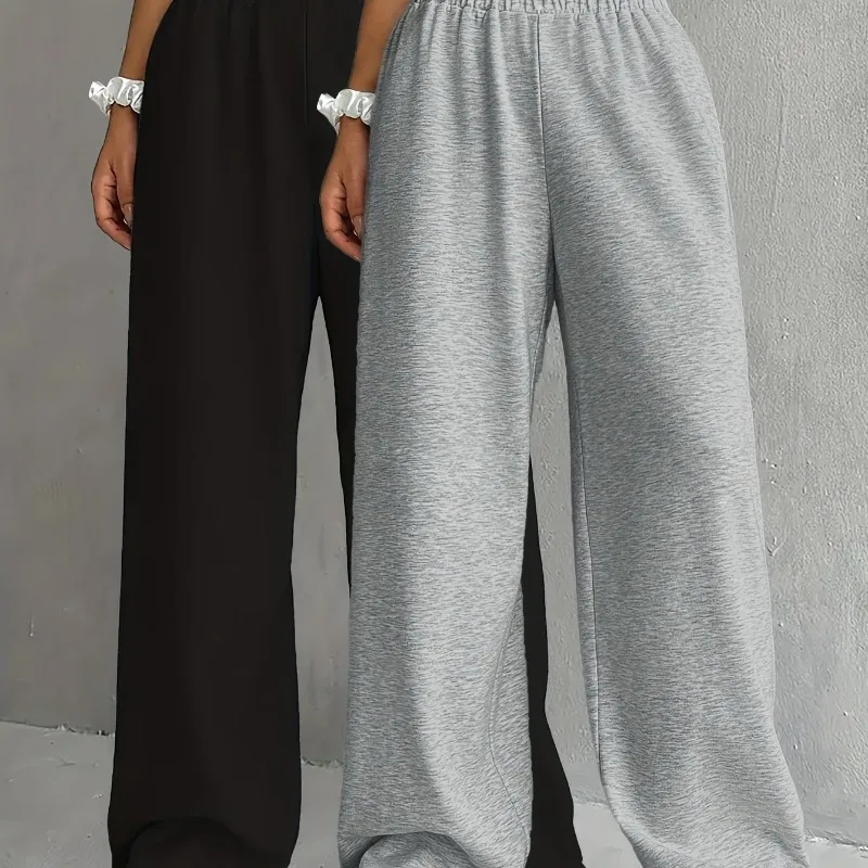 أزياء العلامة التجارية الأمريكية لجميع المواسم للجنسين عارضة الصلبة اللون فضفاضة واسعة الساق الخريف والشتاء السراويل الركض الجديدة