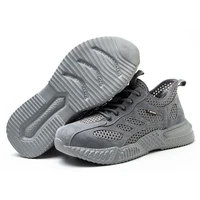 Chaussures de travail d'été avec Protection, chaussures de sécurité légères et respirantes, embout en acier, baskets de travail en maille pour hommes et femmes 4