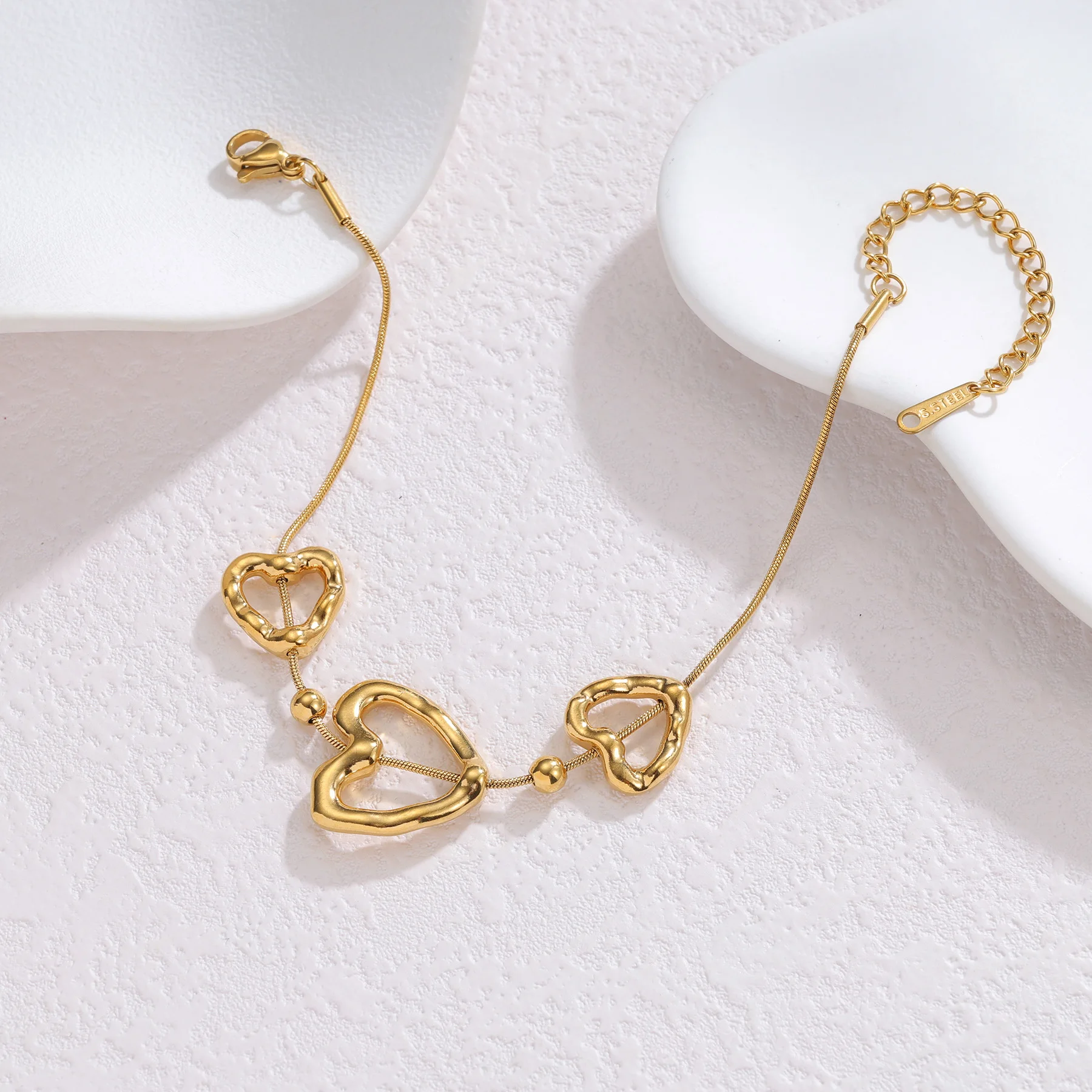Nextvance الجوف خارج غير النظامية على شكل قلب أقراط سوار قلادة للنساء مطلية بالذهب مجوهرات من صلب لا يصدأ مجموعة هدايا