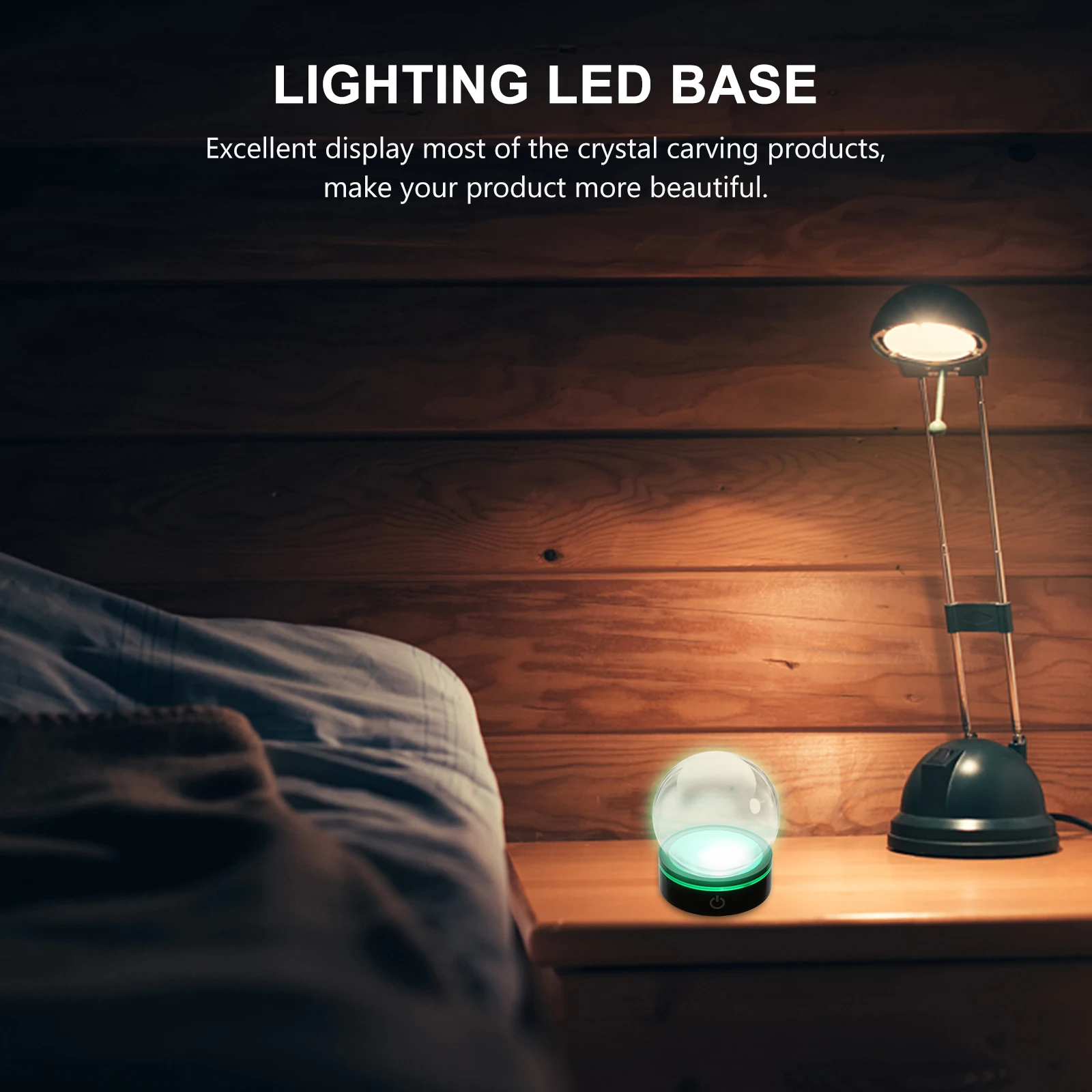 

Touch Sensor Crystal Lamp Base Durable Safe LED Lighting Small Round Decor Ball Table Night Light Home Adornment