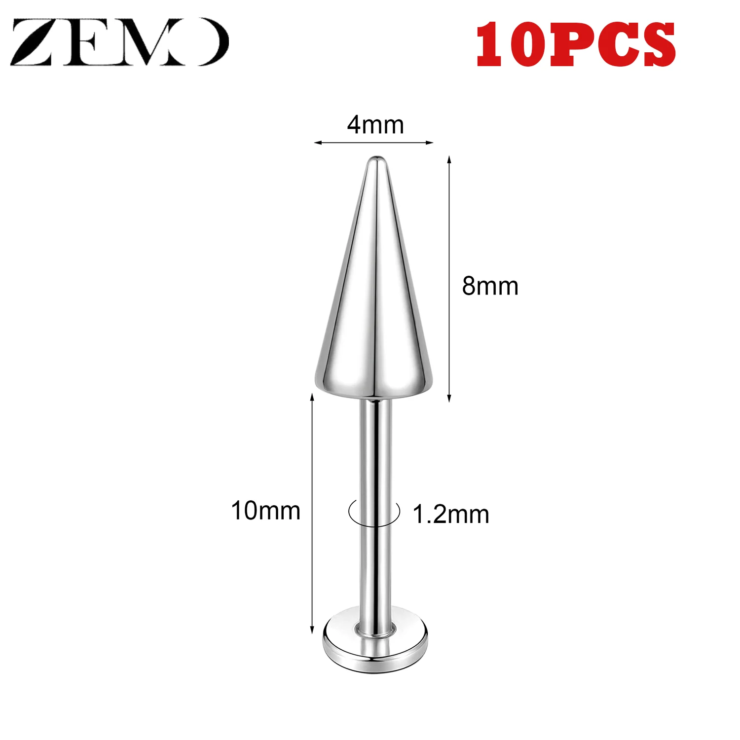 10PCS Stainless Steel Spike Labret Lip Piercing Set