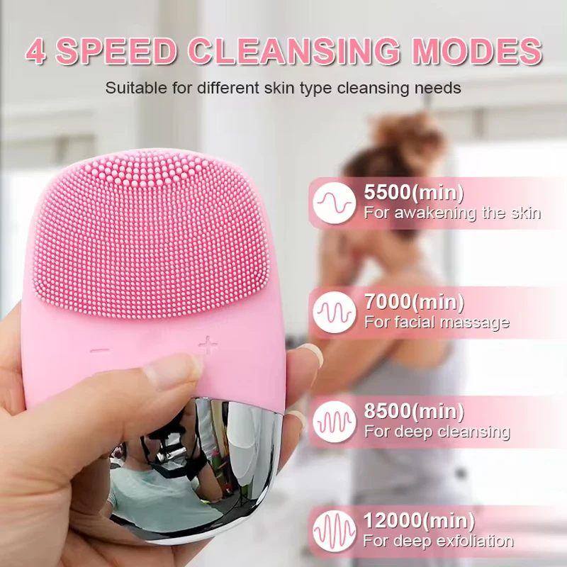 Diepe poriënreiniger Oplaadbare elektrische gezichtsreinigingsborstel Handmassage Silica Face Wash met