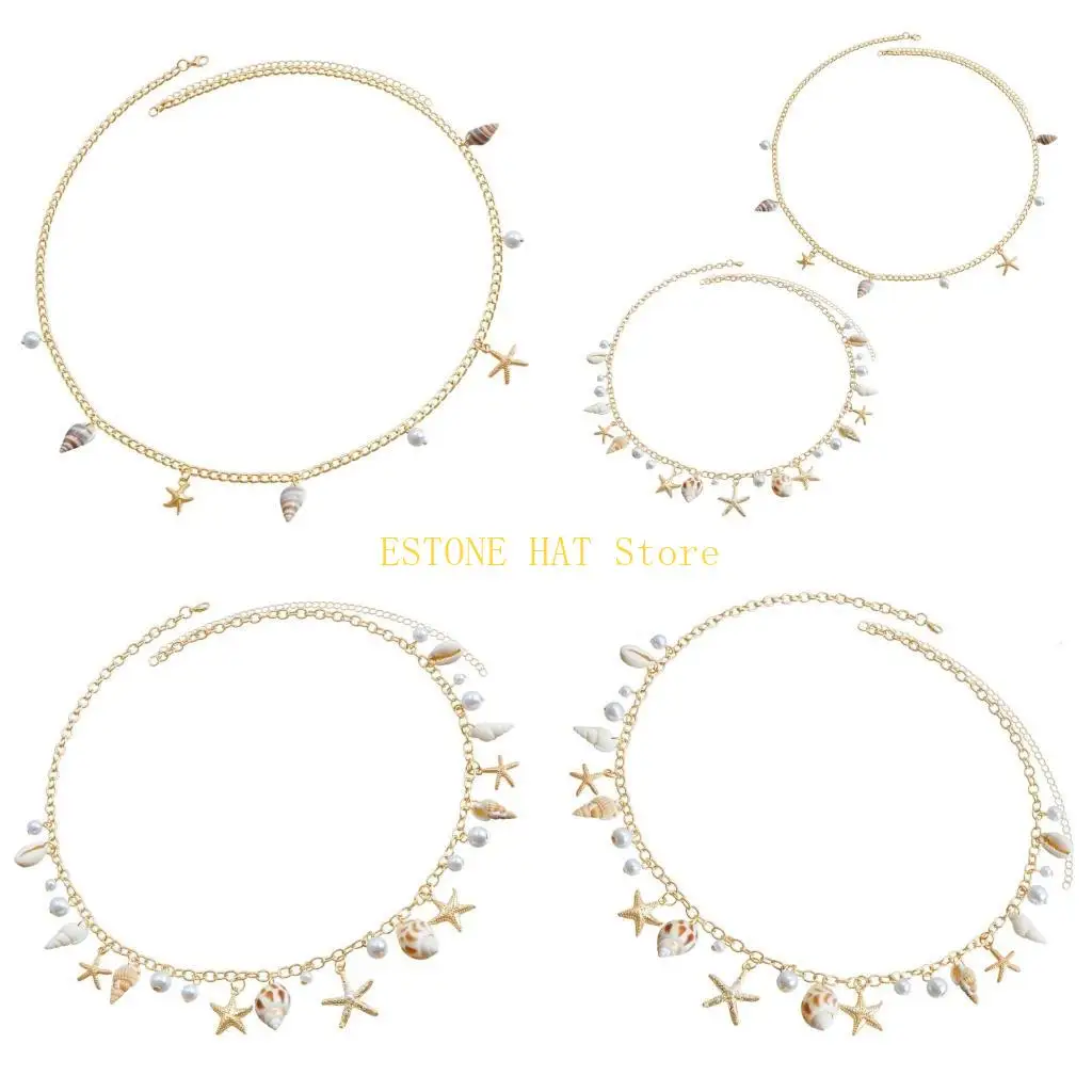 49MF Stylish Sea Shell Waist Accessory Decorative Waist Chain Belt for Vacation Wear