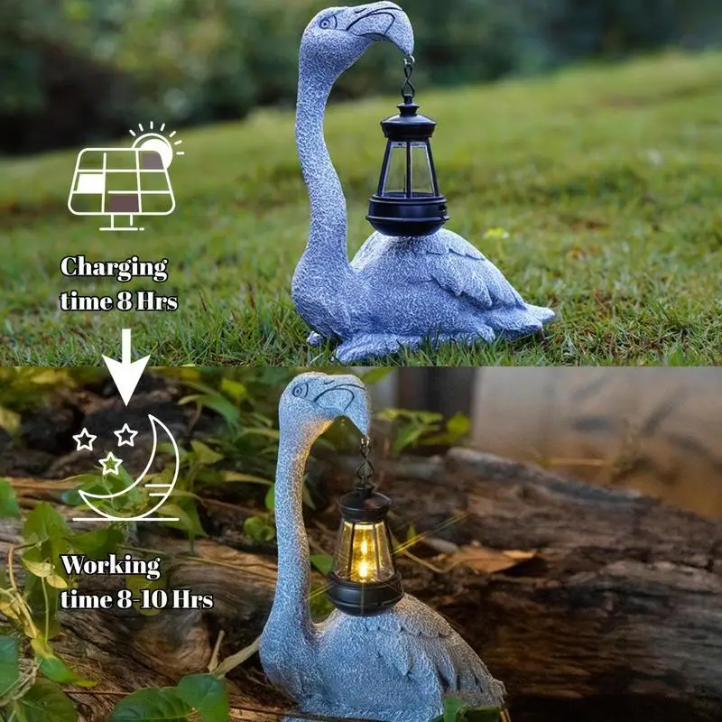 Künstlerische rosa Flamingo Dekor intelligenten Sensor elegante Flamingo Statue im Freien Figur Lichter Solar Laterne Skulpturen