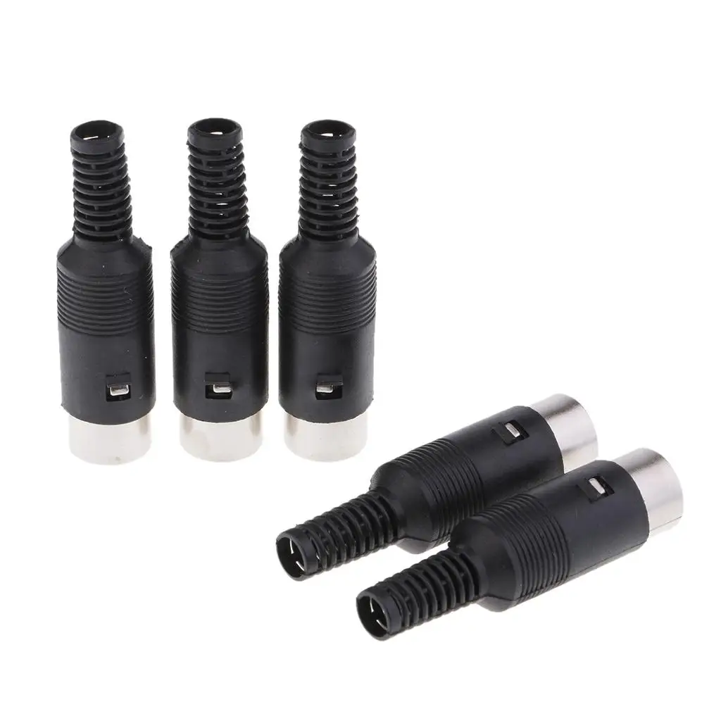 5 Pin Round Connector Mono Channel Nickel Plated Audio Connector for Headphone Splitter and Speakers