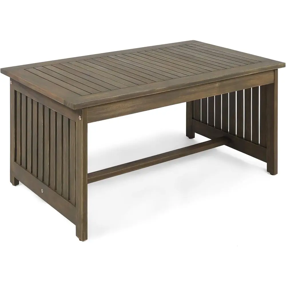 Gray Acacia Wood Outdoor Coffee Table with Graceful Design