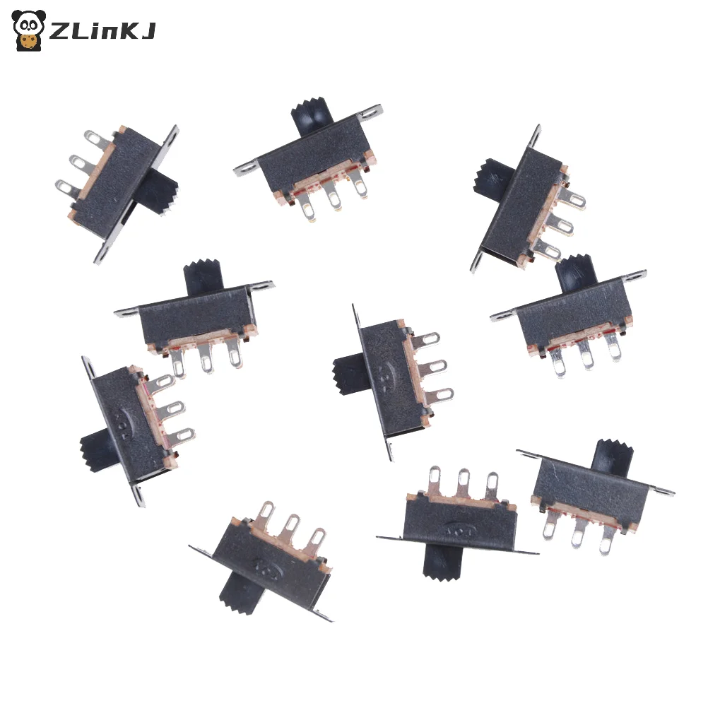 ▶10Pcs 2 Position DPDT 2P2T Panel Mount Vertical Slide Switch 6 Pin 0.5A 50V DC