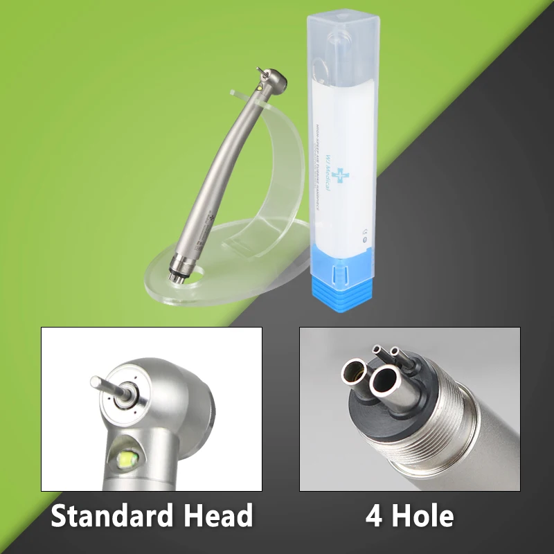 WJ Medizinisches Dental-Hochgeschwindigkeits-LED-Handstück mit E-Generator, Rotations-Druckknopf, Dreifach-Wasserspray und Luftturbine