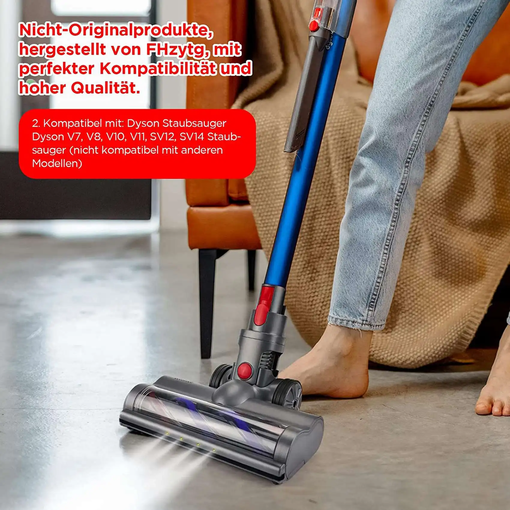 Mop head Electric Brush with Direct Drive Brush and Lock Accessories for Dyson V7, V8, V10, V11, SV12, SV14 Vacuum Cleaner