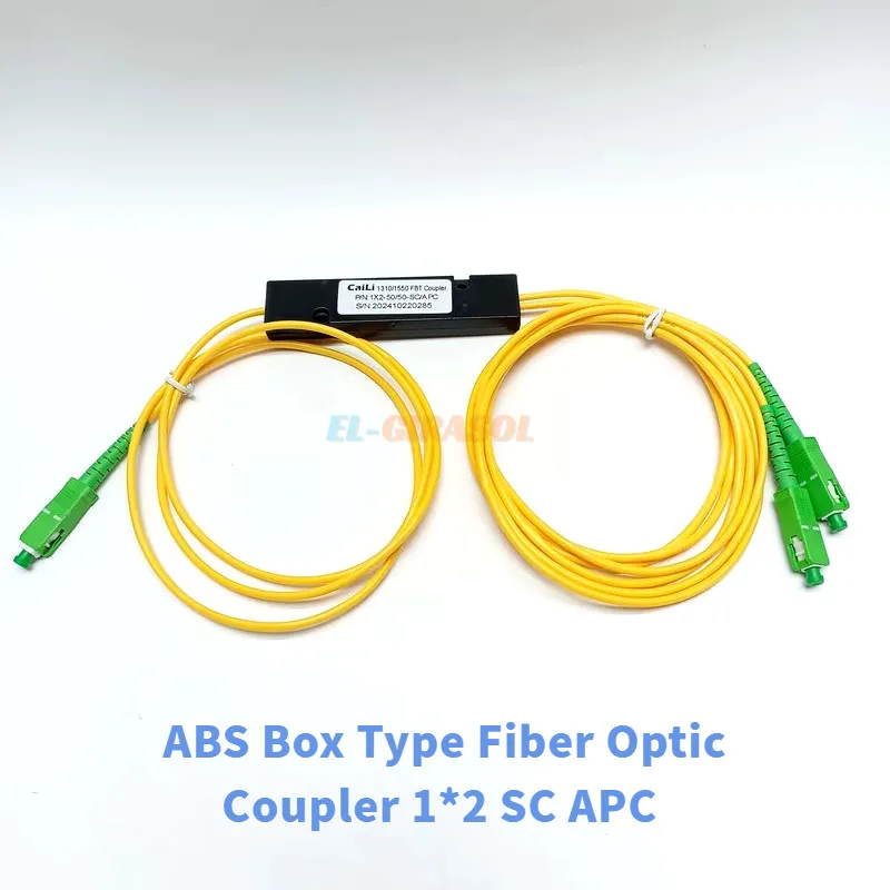 5pcs Fiber Optic Splitter FBT 1X2 SC APC 1310/1550nm Dual Window 50/50 Ratio SC/APC ABS Box Type Fiber Optic Coupler 1*2 FTTH