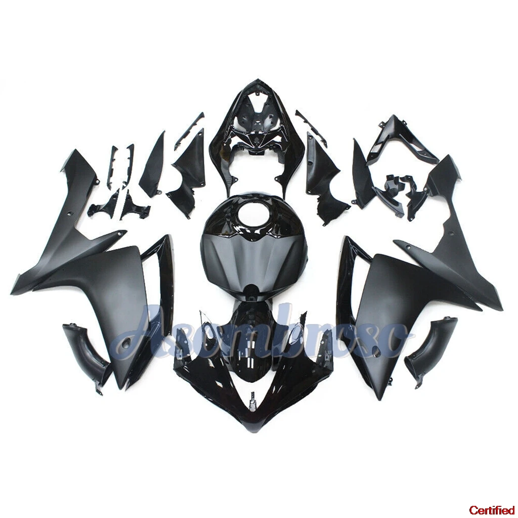 New Matte black with brigth black Bodywork Set Fairings Kit for YAMAHA R1 2007 2008 Moto bike Protective cowling+tank cover