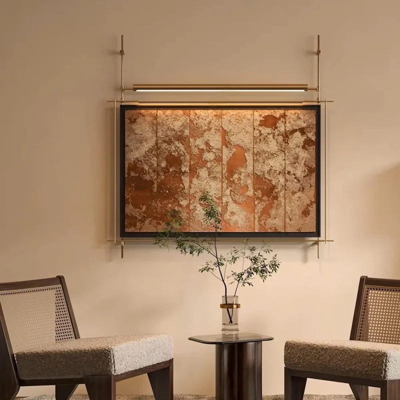 

high-end study room metal rod decorative lamp wall hanging, sales office 3D entrance feature