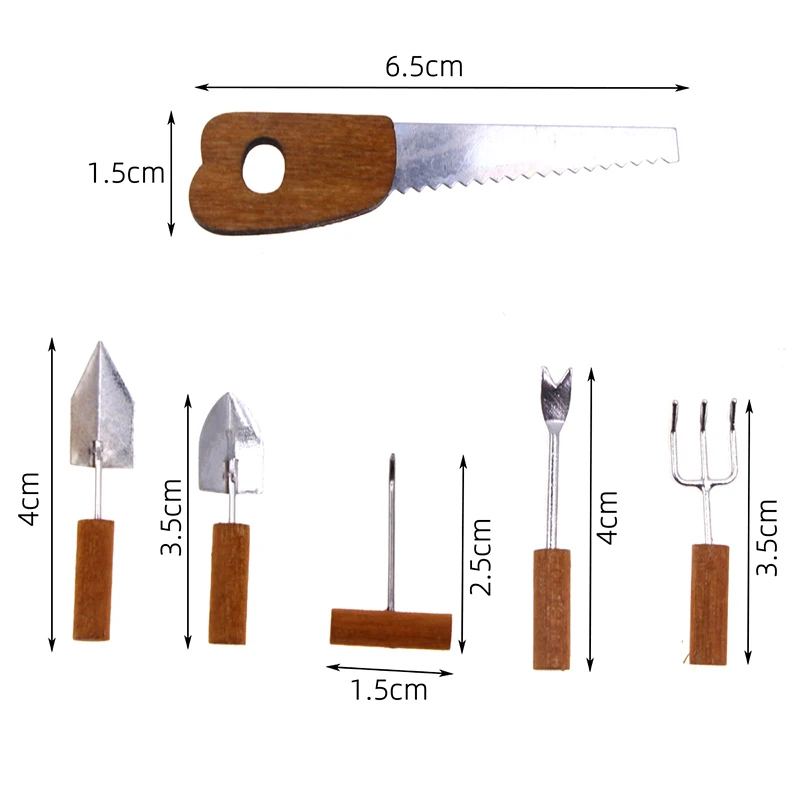 6 stks/set Poppenhuis Miniatuur Simulatie Boerderij Gereedschap 1:12 Mini Poppenhuis Tuinieren Multi Landbouw Gereedschap Set Kinderen Schoonmaken Speelgoed-Speelgoed