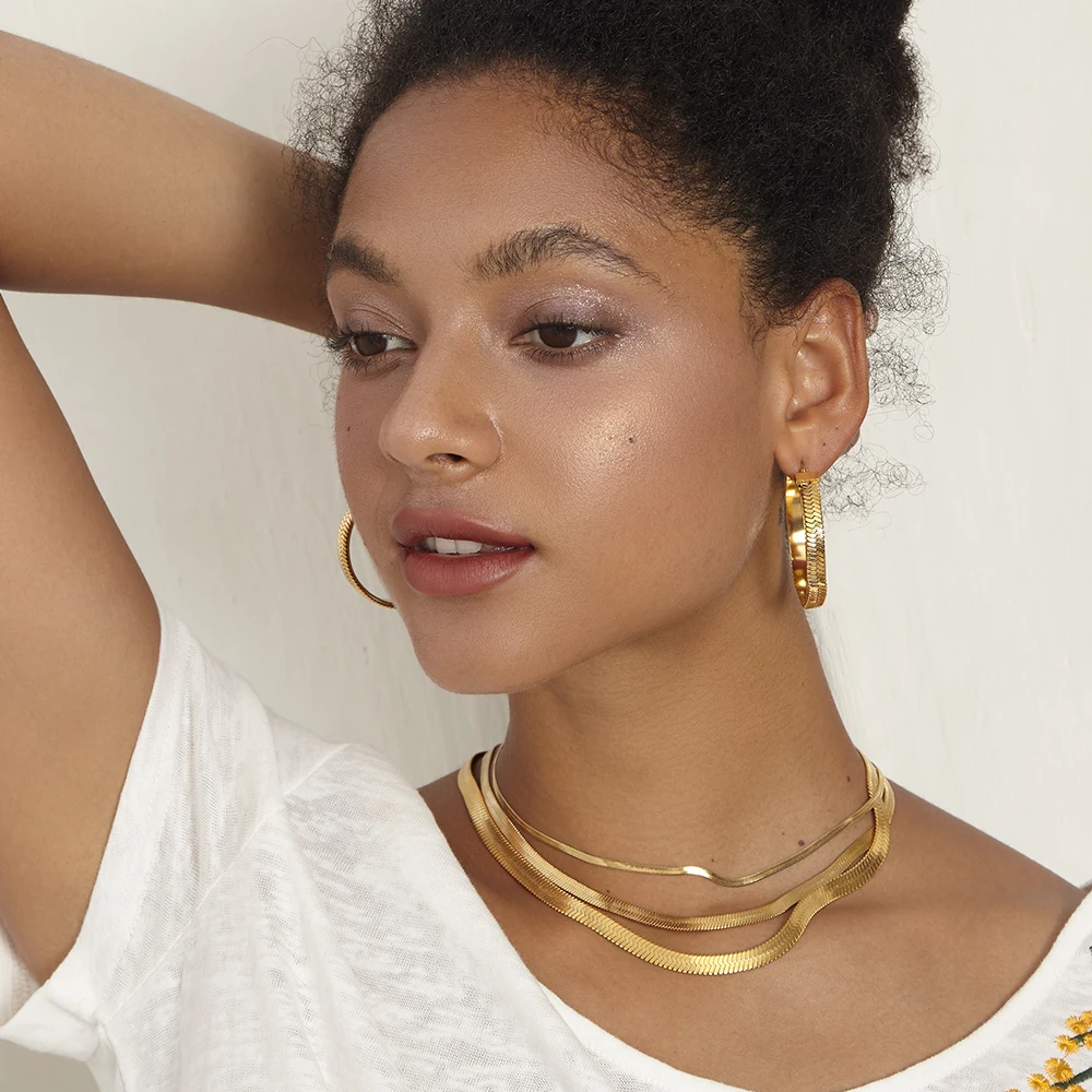 ENFASHION Snake Chain Choker Necklace Women Gold Color Stainless Steel Cool Link Chain Necklaces Femme Fashion Jewelry P193045