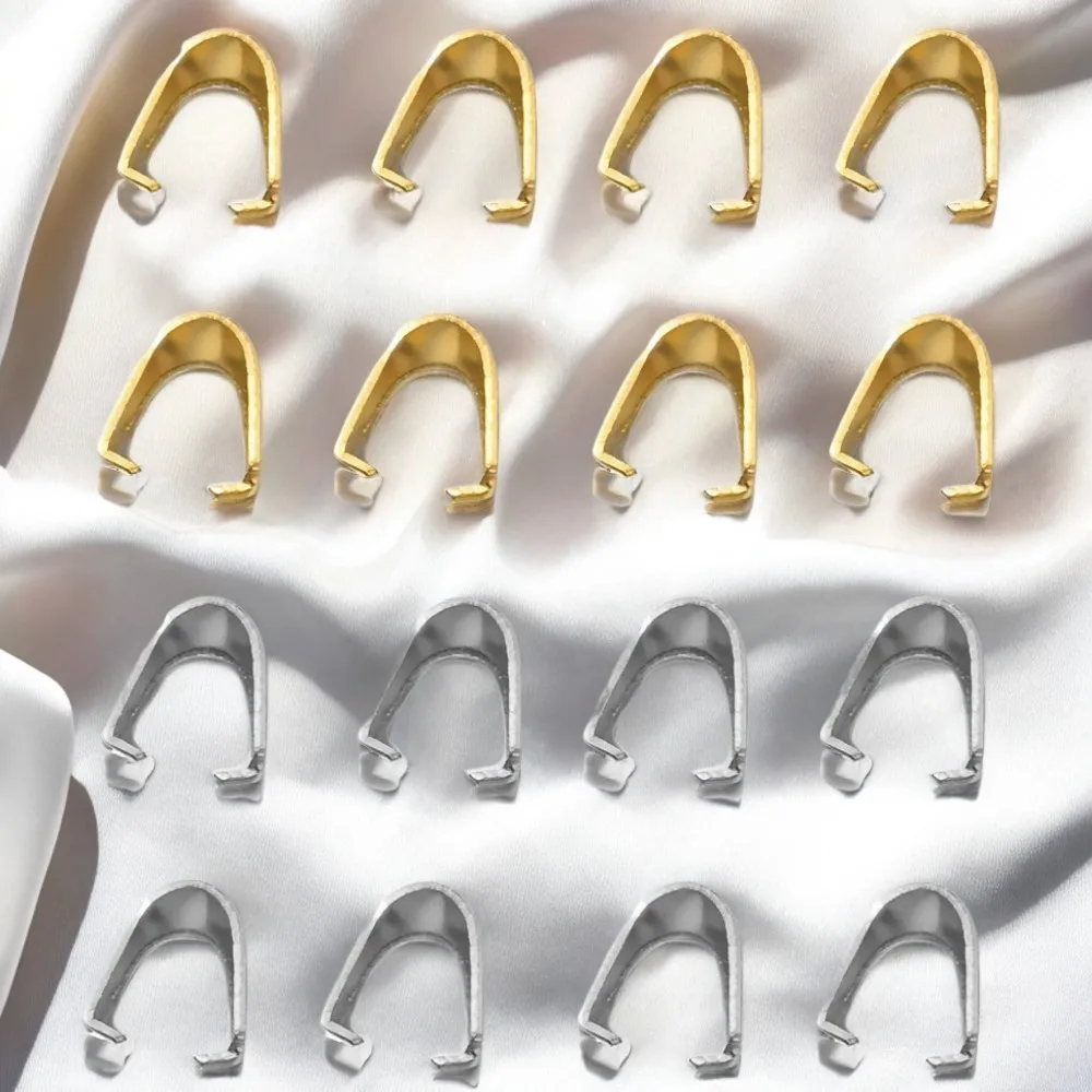 50pcs Stainless Steel Pinch Clip Clasps Bail Finish Necklace Pendant Claw Clasps Melon Seeds Buckle for DIY Craft Jewelry Making