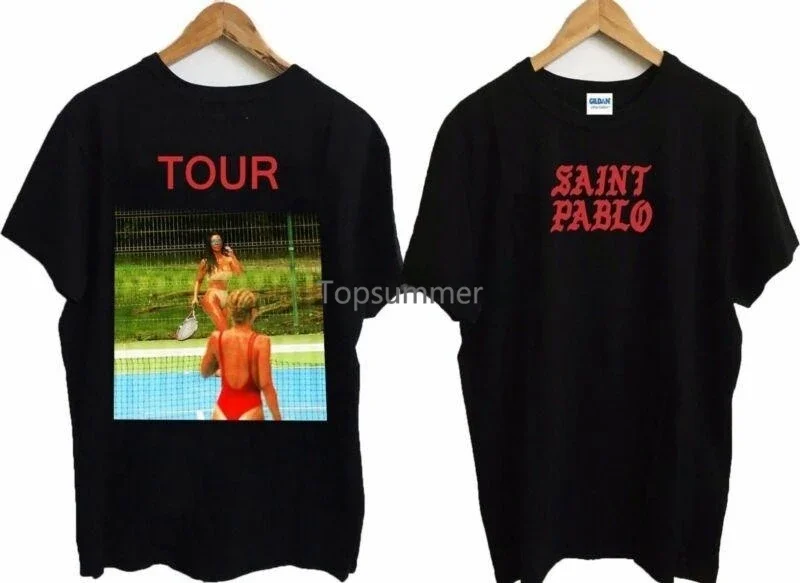 

Saint Pablo Tour Merch Kim K Теннисная футболка с коротким рукавом Tlop Kanye West Тяжелые футболки для мужчин Футболки с графическим рисунком больших размеров