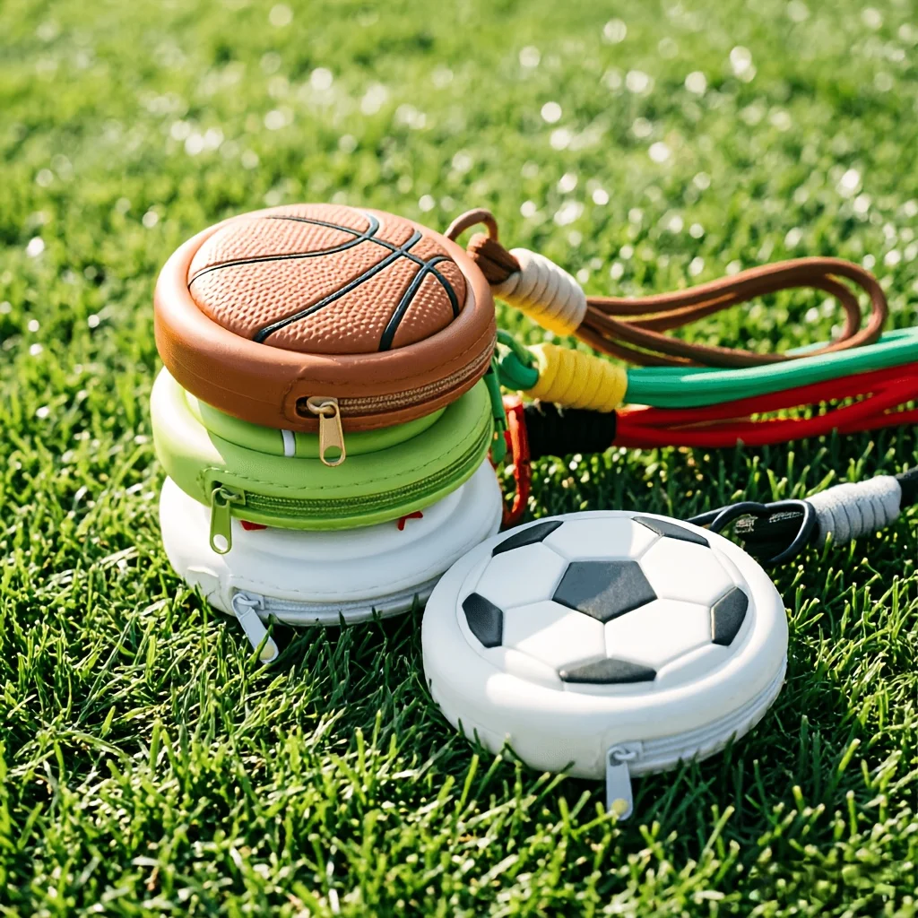 Trendy Sports Basketball Earphone Storage Football Coin Purse Keychain Portable Pendant Usa Canada Mexico Daily Small Accessory