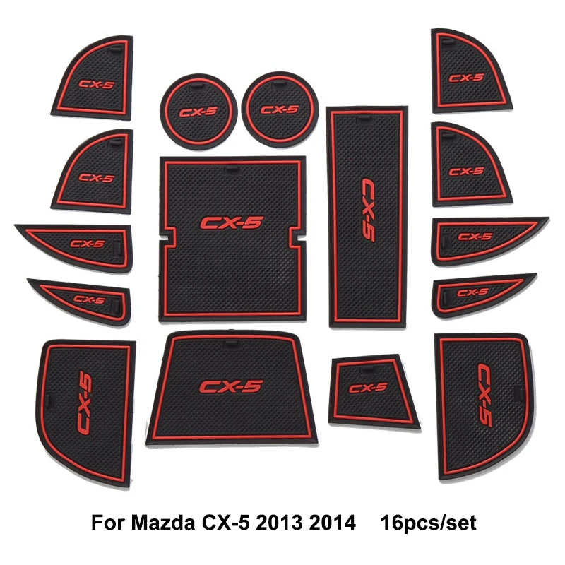 For Mazda CX-5 CX5 CX 5 2013-2018 18pcs Rubber Mat Door Mat Anti-slip Cup Pad Interior Decoration Accessory Gate Slot Pad