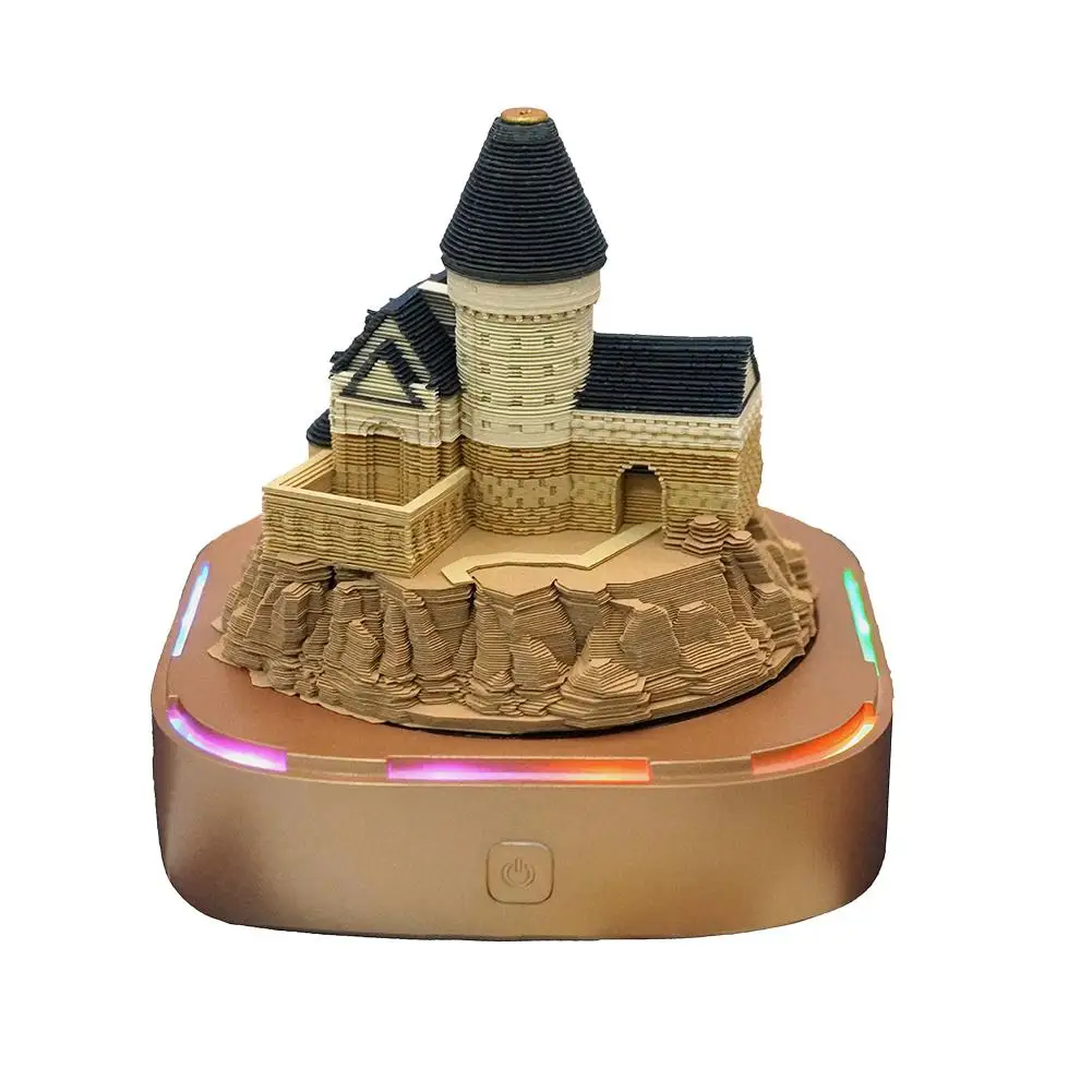 2025 Year Calendar Diy Castle Tear-away 3d Paper Art Lights Decoration With Desktop Notepad Sculpture Gift House C7r0