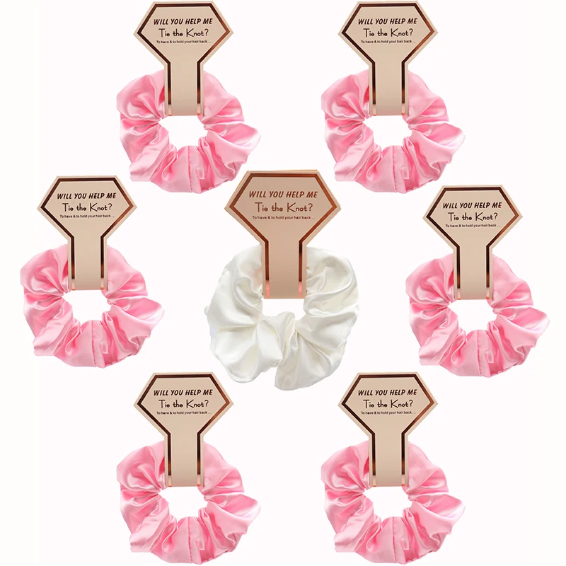 Cabelo Scrunchies com Cabeça Corda, Bachelorette Party Favors, Chuveiro Nupcial, Lembrança De Casamento, Noiva, Presente Da Dama De Honra, Equipe