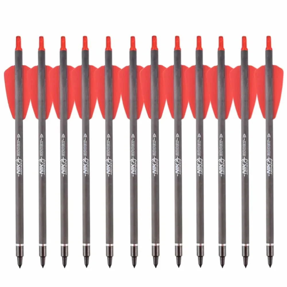 

12 шт. 7,5-дюймовые арбалетные болты, карбоновые стрелы, 2 дюйма, красные лопасти с наконечниками 100 зерен для охоты, стрельбы по мишеням