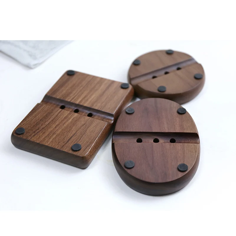 Black Walnut Wooder Bathroom storage Rack Birthday Giften Soap Dish For Shower Drain Hold