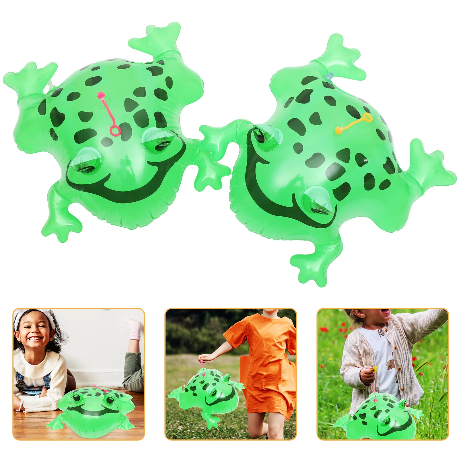 2 قطعة نفخ توهج ترتد الضفادع لطيف الضفدع شكل الطرف الديكور الضفدع بالونات نطاط حبل نفخ الضفادع لعبة