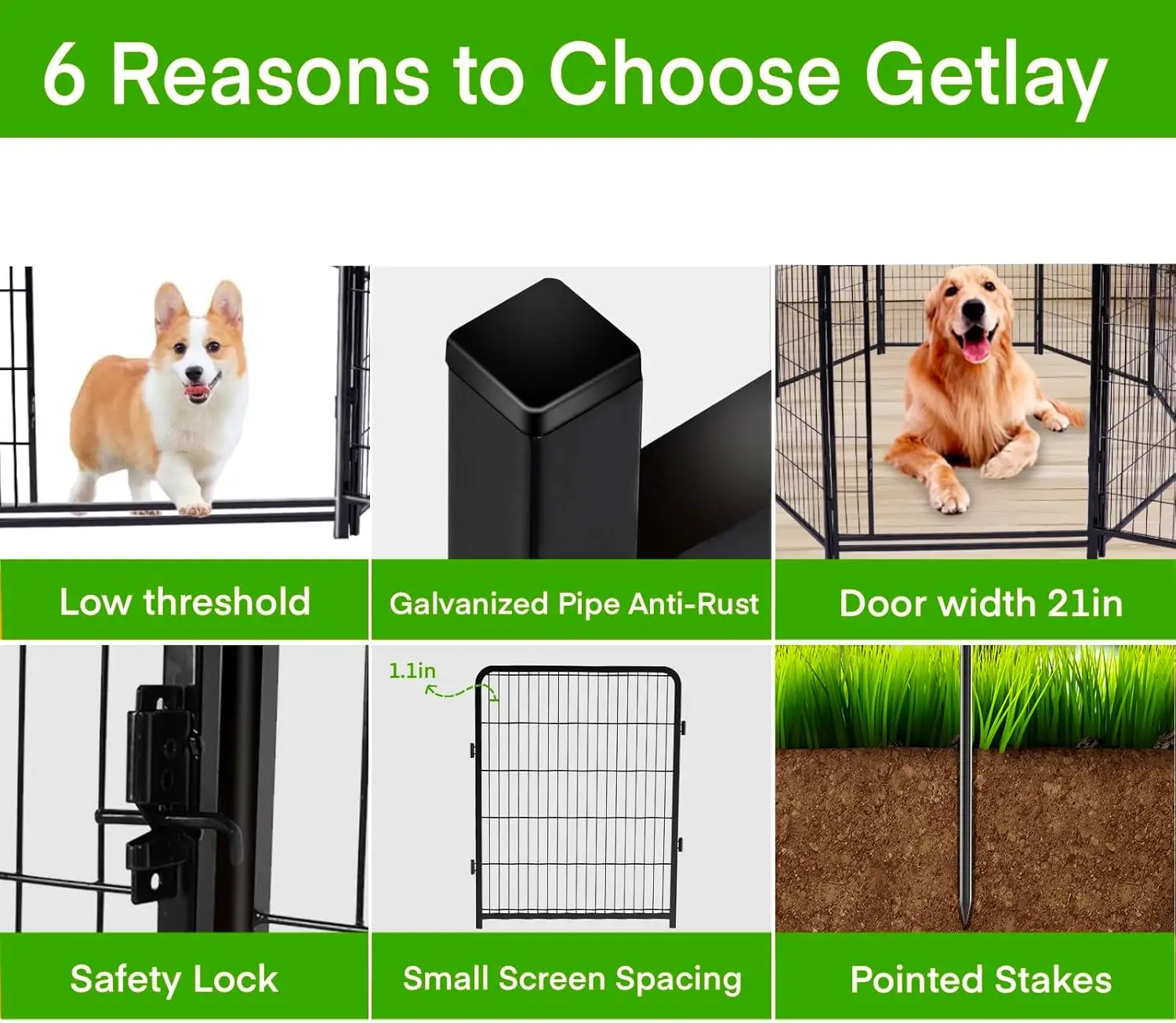 Garden Fencing 36 inch High, 14 Panels Total 31 Ft(L), Gate 21 inches Wide with Low Sills. Garden Fence with Gate