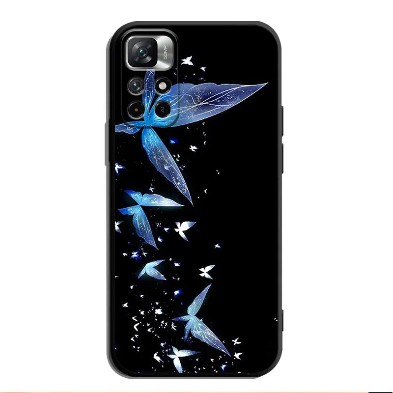 Blue Butterfly Case For Xiaomi Redmi Note 11 10 9 Pro 5G 10C 9s 7 8 8T 12 9A 9C 9T K40 TPU Cover